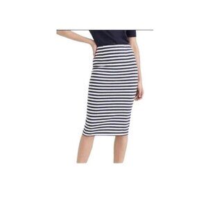 J. Crew Cotton‎ Stretch Pencil Skirt Size 0 Navy Blue Striped Nautical Preppy